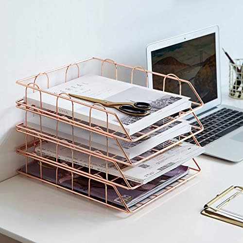 Rose 4-Tier Stackable Paper Tray Desk Organizer - Image 2