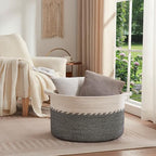 OIAHOMY 125L Extra Large Blanket Basket, Jumbo Cotton Laundry Basket Black - Image 2