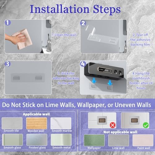 Automatic Toothpaste Dispenser,Rechargeable Toothbrush Holders for Bathrooms,3 Cups Electric Toothbrush Holder Wall Mounted with Toothpaste Dispenser Bathroom Decor (White) - Image 6