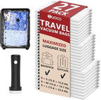 Travel Vacuum Bags for Clothing with Cordless Pump 27 Combo, Clear by SUOCO