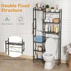 1 Set Over The Toilet Storage, 3-Tier Bathroom Laundry Storage Rack Space-Saving Organizer Household Supplies (Black-M) - Image 5