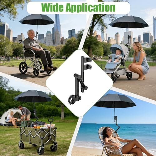 10L0L Heavy Duty Golf Push Cart Umbrella Holder, Super Strong Windproof, Universal Umbrella Stand for Mobility Scooter, Stroller, Wheelchair, Beach Chair - Image 6