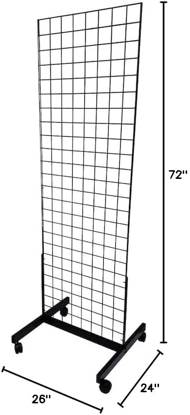 Only Hangers Black 2' x 6' Heavy Duty Rolling Gridwall Art Display Panel - Set of 1 and Set of 2 (SET of 1) - Image 4