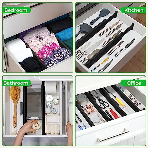 4 Pack Bamboo Drawer Dividers Organizer with Inserts 2.6'' High - Image 6