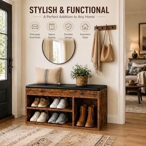 HOOBRO Shoe Storage Bench with Cushion, 32.3" Entryway Bench - Image 4