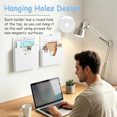 MFTEK Magnetic File Holder 6 Pockets Paper Holder, Hanging File Organizer Office Supplies Storage for Cabinets, Whiteboard, Magnetic Mail Letter Folder for Refrigerator (Classic White) - Image 6