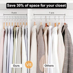TOPIA HANGER Wooden Hangers 48 Pack, 0.28-inch Slim & Durable Clothes Hangers Space Saving, Natural Wood Hanger with 360°Swivel Hook and Non-Slip Shoulder Notches for Coat,Shirt,Camisole,DressCT51N48 - Image 6