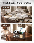 DLQuarts Solid Wood Mail Organizer Countertop or Wall Mounted, Dark Walnut - Image 7