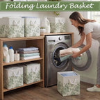 Sage Green Floral Cube Storage Bin Set of 6 Cube Storage Basket, 11.22 Inch - Image 3