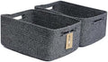 MiniArk Large Storage Baskets for Shelves, 17 x 13 x 7.5” Closet Organizers Bins for Clothes Blanket Towels, Baby Nursery, Toy Baskets Box, Woven Rope Baskets, 2 Packs Dark Gray by MiniArkStorageBasketsHome