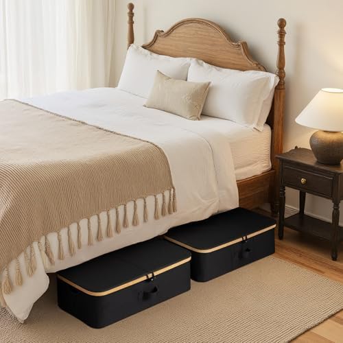 StorageWorks 7" Low Profile Underbed Storage Containers with Bamboo Frame - Image 2