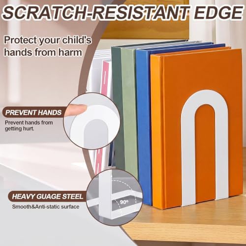 Chunful 10 Pcs White Metal BookEnds Shelves, 7.5 x 5.75 x 3.5 in - Image 6