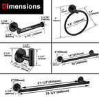 6 Pieces Matte Black Bathroom Hardware Accessories Set Hand Towel Ring 16&23.6 inch Round Towel Bar Silver Toilet Paper Holder Towel Hooks 2 Pieces SUS 304 Stainless Steel,Heavy Duty,Wall Mounted - Image 7