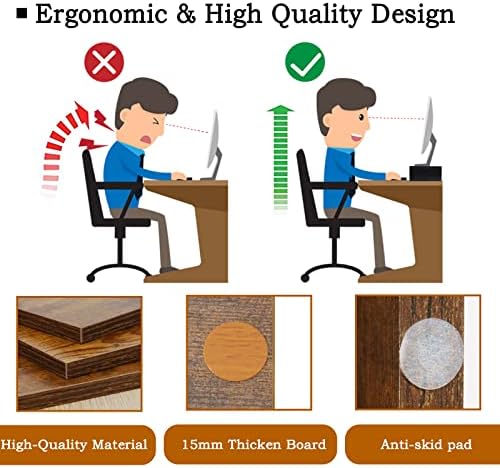 TEAMIX 2-Pack Wood Monitor Riser, Desk Stand for 2 Monitors, Rustic Brown - Image 5