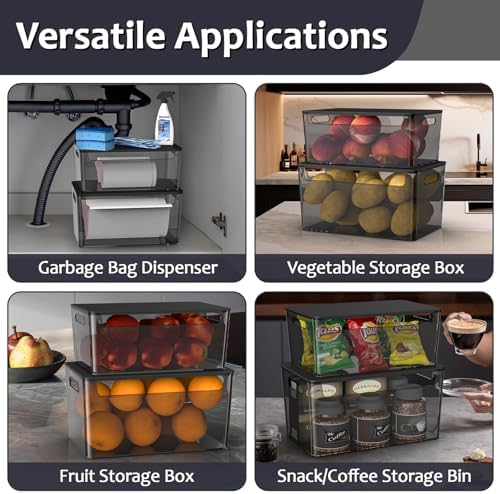 COAZEX 2 Pack Stackable Plastic Trash Bag Holder with Black Lids Under Sink - Image 6