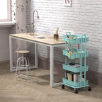 Simple Houseware 4-Tier Rolling Utility Cart with Hanging Bucket, Turquoise - Image 3