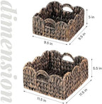 Scalloped Baskets (Natural-Set of 2) Basket Living Room Organizer, Water Hyacinth Baskets For Decor, Woven Basket Boho Style for Bathroom, Bedroom, Laundr,...Iron Frame. - Image 3