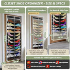 Kotkn 24-Pair Over Door Shoe Organizer for Family & Kids, Double Sided | Hanging Storage for Sneakers, Boots, Toys & Room Organization-Obsidian Black - Image 2