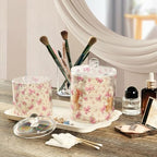 Pink Bow Cute Qtip Holder Waterproof Dustproof Apothecary Jars with Lids For Bathroom Cotton Swabs Makeup Sponges Floss Picks Bath Salts 2 Pack - Image 5