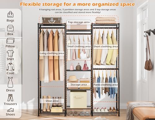 HOMIDEC Wardrobe Closet, 4 Hanging Spaces Portable Clothes Rack - Image 6