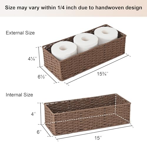StorageWorks Toilet Tank Basket, Wicker Toilet Paper Baskets, Brown - Image 6