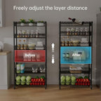 Golpart Basket Shelves Closet Rack with Wheels Metal Pantry Wire Shelf Unit - Image 4