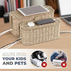 Bluewest 2-Pack Cable Management Box with Lids, Rattan Cord Organizer - Image 5