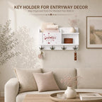 Rebee Vision Key Holder Wall Mount with Mail Organizer for Entryway, White - Image 5