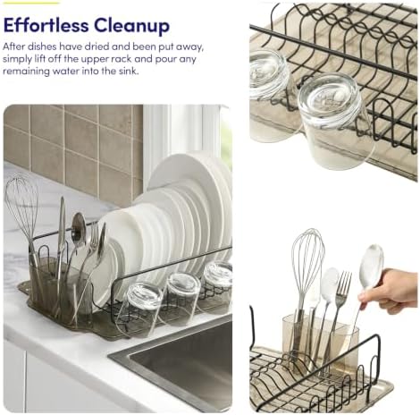 Sweet Home Collection Dish Drying Rack, 2 Piece Acrylic Dish Dryer Rack with Molded Drain Board & Utensil Holder, Removable Rust Resistant Rack, 17.5" x 13.25" x 5.2" - Smoke Grey - Image 5