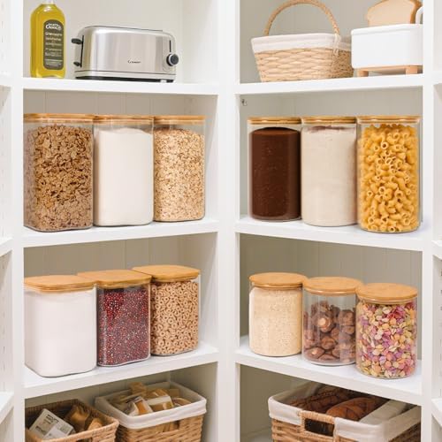 ComSaf Glass Storage Jars with Bamboo Lids 4.6 Qt 2 Pack Large Wide Mouth - Image 5