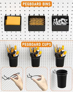 INCLY 30PCS Peg Board Organizer Accessories Kit with Bins, Cups & Baskets - Image 4