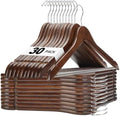 HOUSE DAY Walnut Wooden Hangers 30 Pack, Heavy Duty Wooden Coat Hangers by HOUSEDAY