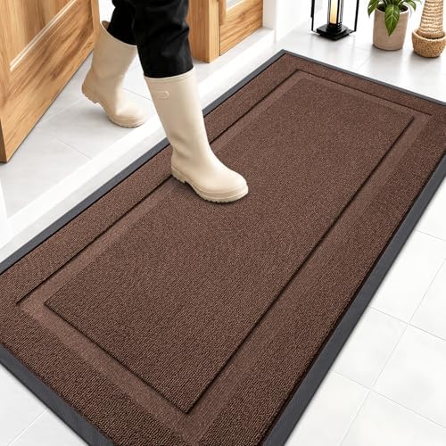 OLANLY Front Door Mat Outside 47x23, All-Season Heavy-Duty Rubber Doormat by OLANLY