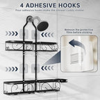Stainless Steel Shower Caddy Hanging with Soap Dish and Hook,Black - Image 6