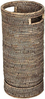 Kouboo La Jolla Round Rattan Umbrella Stand with Water Catch Black-Wash by KOUBOO