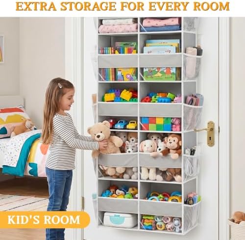 2 Pack Over the Door Organizer 5 Tiers, Extra Large Behind Door Storage of 10 Compartments, 80 lbs Weight Capacity Over Door Organizer, Door Hanging Organizer for Closet, Diaper Organizer, Light Gray - Image 5