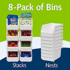 ReadySpace Medium Stackable Plastic Storage Bins, 8-Pack, White - Image 2