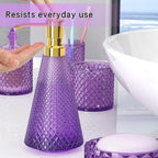 Purple Glass Bathroom Accessories Set 5 Pcs, Purple Bathroom Set, Soap Dispenser and Toothbrush Holder Set, Qtip Holder Set, Vintage Bathroom Sink Set, Cute Bathroom Decor - Image 5