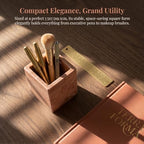 Natural Marble Pen Holder, 2.95” x 3.74” Square Makeup Brush Organizer, Toothbrush Holder, Multi-Purpose Marble Caddy for Desk, Bathroom Vanity, Small Flower Vase & Office Supplies (Rosa Verona) - Image 4
