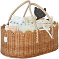 BEBE BASK Premium Baby Diaper Caddy Organizer - Scalloped Rattan Basket by BEBEBASK%C2%AE