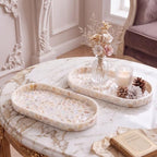 2 Pcs Capiz Shell Decorative Tray Mother of Pearl Tray,Oval by Unknown