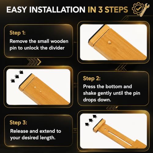 Adjustable Bamboo Drawer Dividers Expandable 8 Pack 17-22 Organizer - Image 6