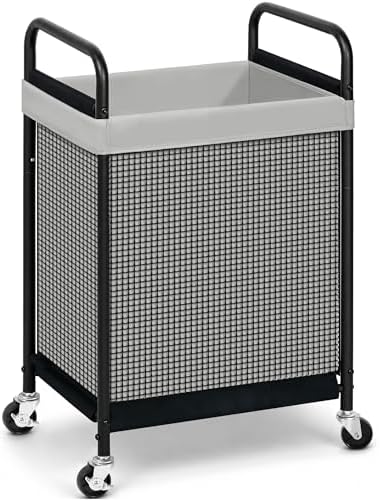 STORAGE MANIAC Rolling Laundry Hamper with Wheels 1-Section Laundry Sorter Rolling Laundrys Basket on Wheels with Removable Bag Clothes Hamper Laundrys Organizer Cart Bathroom Bedroom 90L Grey by STORAGEMANIAC