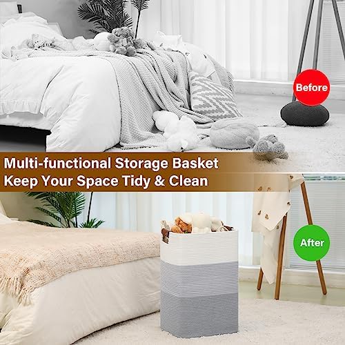 Laundry Hamper 96L Extra Large Laundry Basket, Woven Blanket Basket - Image 7