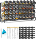 SpaceAid Spice Rack Organizer with 36 Spice Jars, 386 Spice Labels, Chalk Marker and Funnel Set for Cabinet, Countertop, Pantry, Cupboard or Door & Wall Mount - 36 Jars, 17.2" W × 10.8" H, Black by SpaceAid