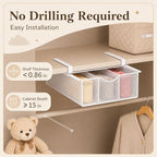 Underwear Organizer for Closet, Under Shelf Pull Out Mesh Basket with Dividers, Single Layer Hanging Drawer Organizer for Socks, Bras, Lingerie and Small Clothes (Single-story) - Image 2