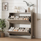Xixini Shoe Storage Cabinet for Entryway with 2 Flip Drawers, Sturdy Wood Hidden Shoe Storage, Freestanding Narrow Slim Shoe Organizer for Front Door Entrance, Living Room, Hallway, Bedroom, Grey by Xixini