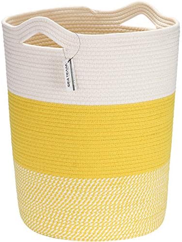Sea Team Large Woven Cotton Rope Laundry Basket with Handles, 20 x 14 in by SeaTeam