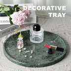Karibiber Natural Marble Serving Tray, 11.8in Marble Round Tray, Green Stone Bathroom Tray for Countertop, Decorative Vanity Trays, Coffee Table Trays, Jewelry & Perfume Holder - Image 2