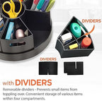 Black Rotating Desk Organizer with Dividers Lazy Susan Caddies for Home School Office Supplies, Pens, Markers and Art Supplies for Classroom - Image 3